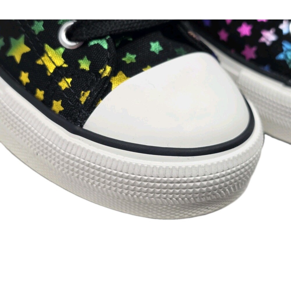 Weestep Kids Metallic Rainbow Star Print High Top Canvas Sneakers Size 1 Black - Picture 8 of 14